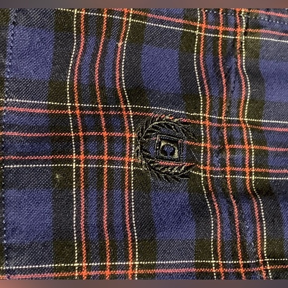 CHAPS button down long sleeve plaid shirt XL navy squared - Picture 6 of 8